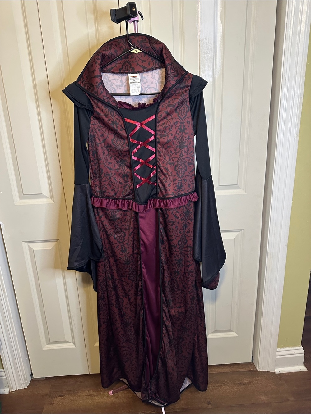 Kids Burgundy and Black Hooded Gothic Vampire Costume Dress